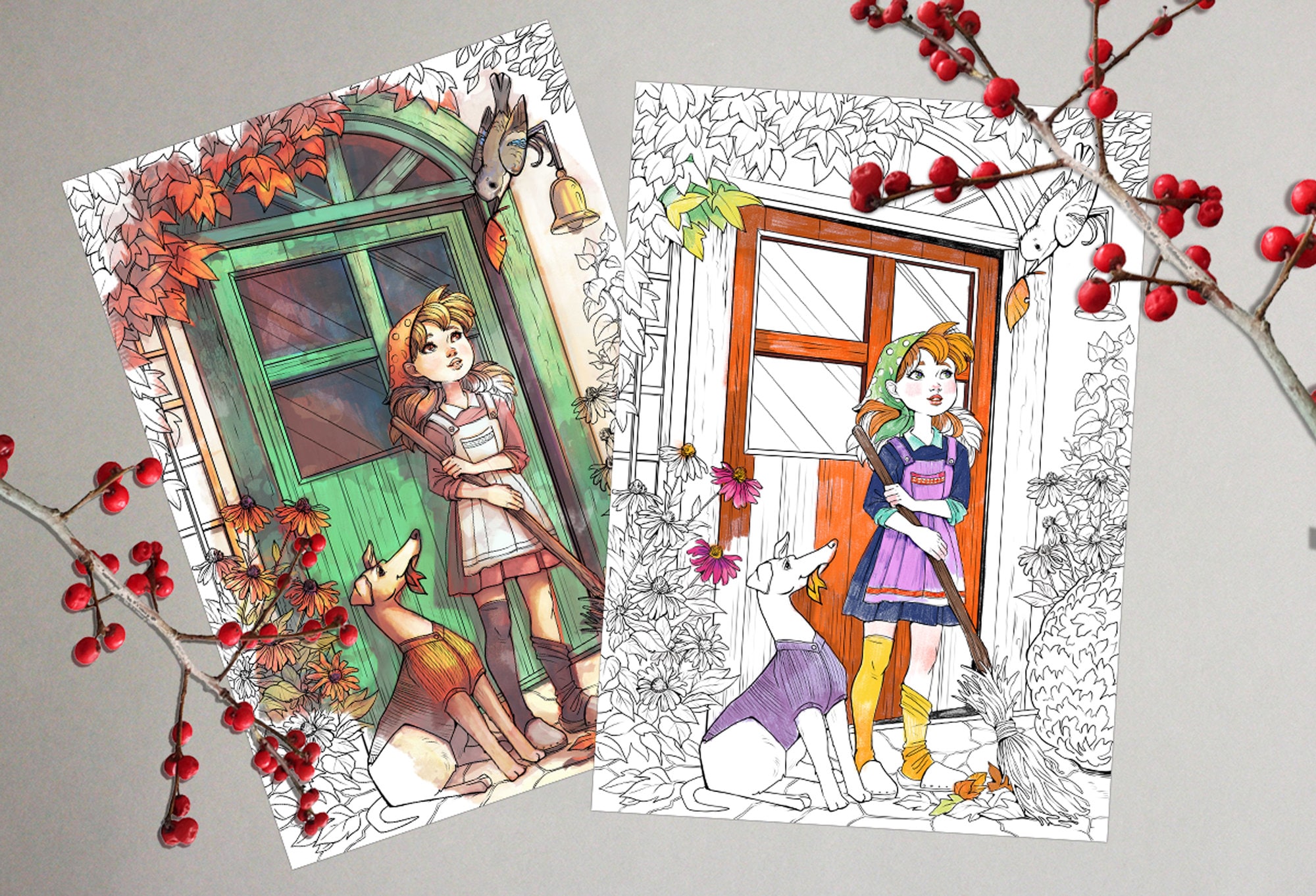 Autumn Printable Coloring Pages Set Etsy Autumn Printable Coloring Pages Set Etsy