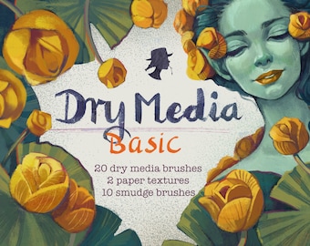 20 Dry Media Basic Brushes for Procreate