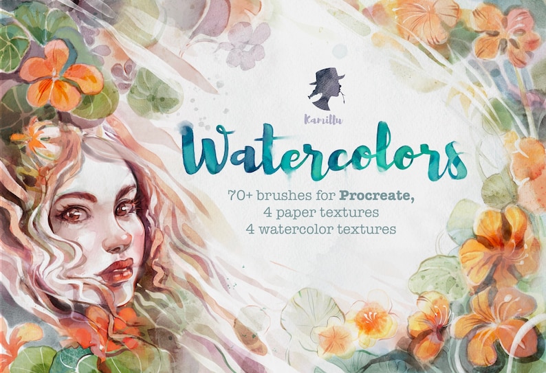 70 Procreate Watercolors brush set image 1