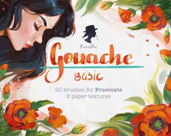 Gouache Basic 20 brushes for Procreate