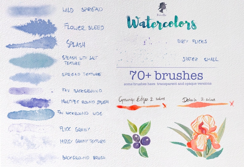 70 Procreate Watercolors brush set image 7