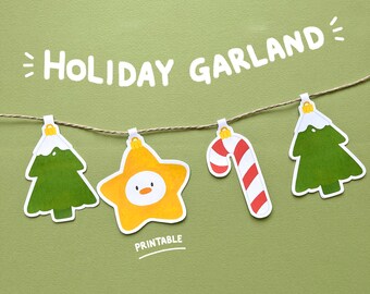 A Ducklings Holiday Garland - Printable Holiday / Christmas Garland 3 Pieces to Craft Together