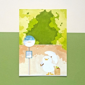Canard à l'arrêt de bus - Impression d'art A6 Cartes postales