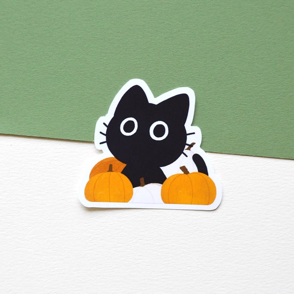 Peek A BOO - Cat Handcut/Handmade Glossy Fall Halloween Sticker