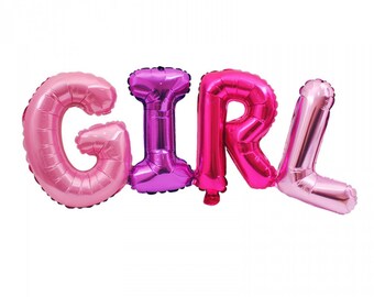 Pink 'Girl' Balloon Banner: Baby Shower Decor