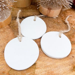 10 Blank Clay Baubles, Wedding Favors, Personalised Keeepsake, Clay Circle Tags, Christmas Ornaments, Paint Your own decor, Minimalist Decor