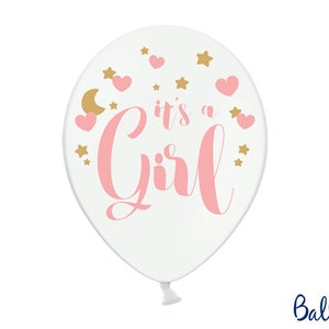 10 White It's a Girl Balloon, Pink Baby Shower Balloon, Girl Gender Reveal Party Decor, New Baby Party, Baby Shower Decor