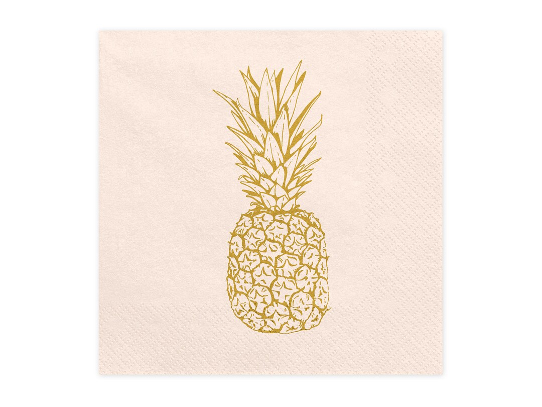20 Gold Pineapple Napkins, Tropical Party Napkins, Aloha Party Decor