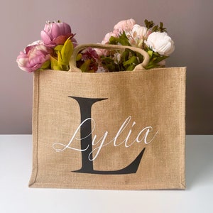 Personalised Gift Bag, Tote with Initials, Custom Jute Bag, Hen Party Bag, Bridal Party Gift, Custom Beach Tote, Bachelorette Party Bag