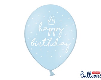 10 Light Blue Happy Birthday Balloons, Boy Birthday Party, Birthday Party Decor, Blue Happy B-Day Balloons, Boy Party Balloons