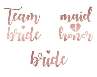 Rose Gold Bridal Party Tattoos: Bride & Team Bride Favors (Set of 13)