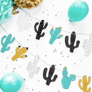 Cactus Party Bunting, Cactus Paper Garland, Tropical Party, Mexican Fiesta Banner, Baby Doccia Decor, Foto Booth Prop, Dinosaur Party Decor