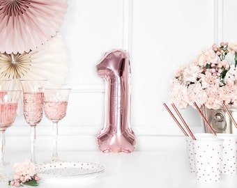 Zahl 1 Roségold Luftballon: Erster Geburtstag Party-Dekor (35 cm)
