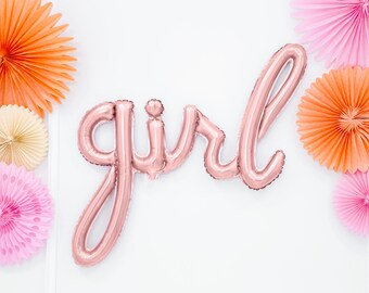 Ballon en or rose avec inscription « Fille » : décoration de baby shower (30 po.)