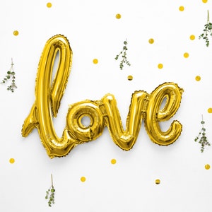 Gold Metallic Love Balloon, Love Foil Balloon, Baby Shower Decor, Love Script Balloon, Wedding Balloons, Birthday Balloons, Party Decor