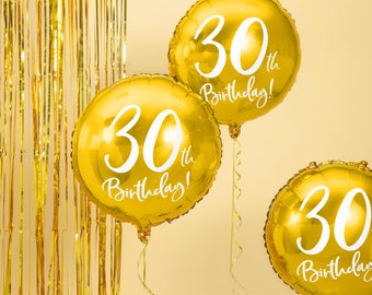 Gold 30th Birthday Balloon, 18" Gold Balloons, 30th Birthday Party, Milestone Birthday Party, 30 Years Gold Decor
