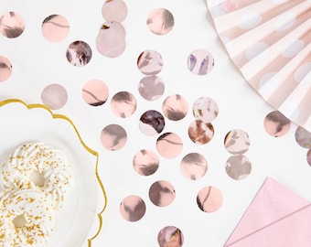 Confeti metálico dorado rosa: Decoración para fiestas y mesas
