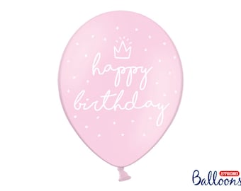 Pink Happy Birthday Balloons: Princess Party Decor, 10 Pack