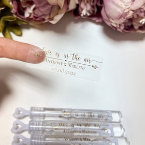 24PCS Custom Wedding Bubble Tube Labels, Wedding Send Of, Personalised Wedding Favour, Bubble Wand Label, Gold Foil Sticker, Labels ONLY