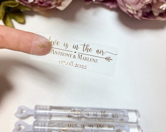 24PCS Custom Wedding Bubble Tube Labels, Wedding Send Of, Personalised Wedding Favour, Bubble Wand Label, Gold Foil Sticker, Labels ONLY