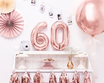 Rose Gold 60 Birthday Balloon, 35cm Gold Balloons, 60th Birthday Party, Milestone Birthday Party, 60 Years Rose Gold Decor