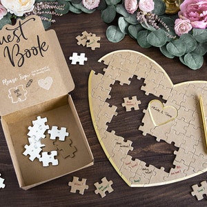 Guest Book Alternative, Jigsaw Puzzle Guest Book, Wedding Guest Book, Hen Party Guestbook, Baby Shower Decor, Wooden Heart