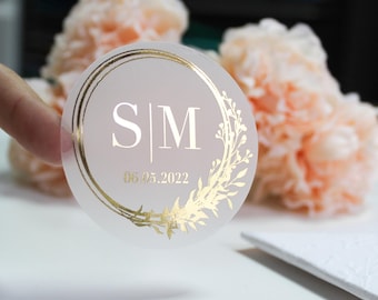 Adesivi in lamina per matrimoni: iniziali personalizzate, sigilli per buste