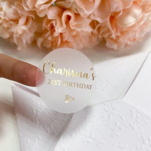 Autocollants de fête d'anniversaire dorés personnalisés, étiquettes d'anniversaire en aluminium, autocollants en or rose, emballages en vrac, scellés d'enveloppe personnalisés, étiquettes de faveur d'anniversaire
