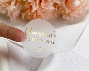 Aangepaste folieverjaardagsstickers: gepersonaliseerde feestbedankjes