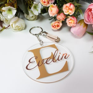 Personalisierter Schlüsselanhänger aus Acryl, Schlüsselanhänger mit Namen, Personalisierter Schlüsselanhänger, Quaste Schlüsselring