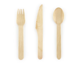 Wooden Cutlery 18 Piece Set, Wooden Cutlery, Garden Party Cutlery, Birthday Party Cutlery, Wedding Cutlery, Hen Party Cutlery