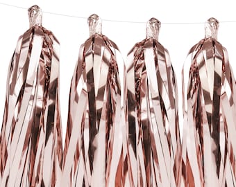 Guirnalda de borlas de oro rosa: decoración para fiestas DIY, kit de 12 piezas