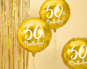 Gold 50th Birthday Balloon: 18" Milestone Party Decor