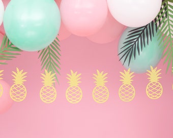 Pineapple Paper Garland, Pineapple Banner, Tropical Theme Party, Aloha Party Decor, Hawaiian Birthday Party, Baby Shower Decor