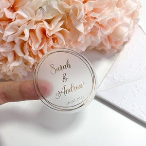 Gold Foil Wedding Favour Stickers, Foil Wedding Labels, BULK Packs, Custom Envelope Seals, Bridal Party Decor, Rose Gold Wedding Labels