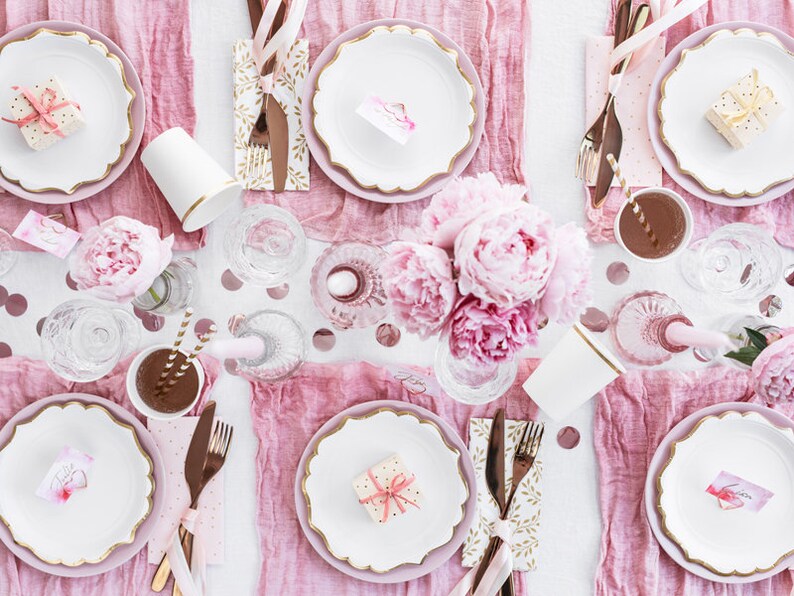 Engagement Party Wedding Plates 6 White Paper Plates with Gold Birthday Party Decor Neutral Baby Shower Tableware Birthday Party Plates