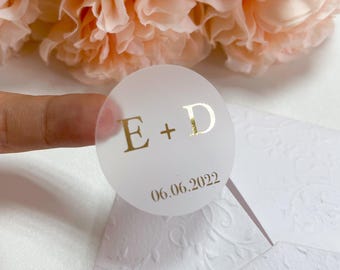 Gold Foil Wedding Stickers: Custom Envelope Seals, Bridal Decor