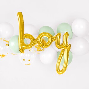 Gold Boy Script Balloons, New Baby Party, Baby Shower Foil Balloon, Gold Baby Shower Decor, Boy Baby Shower, Gender Reveal Party