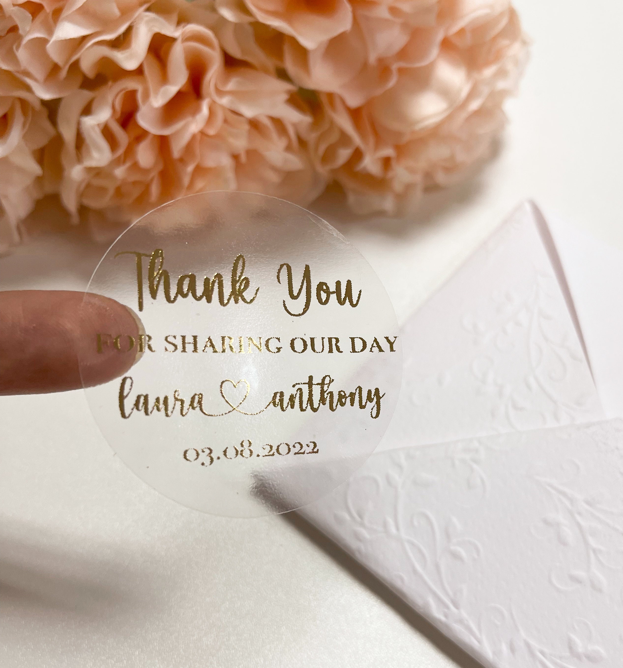 24pcs Wedding Stickers, Personalised Transparent Wedding Favour Stickers