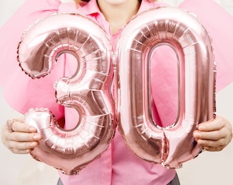 Rose Gold 30th Birthday Foil Balloons (35cm)