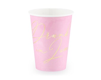 6 Drunk in Love Cups, Hen Party, Pink Team Bride Party Cup, Bridal Shower Decor, Engagement Party, Bride to be, Bachelorette Party Cups