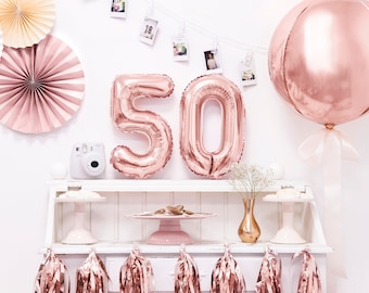 Rose Gold 50th Birthday Balloon Set: 35cm Party Decor