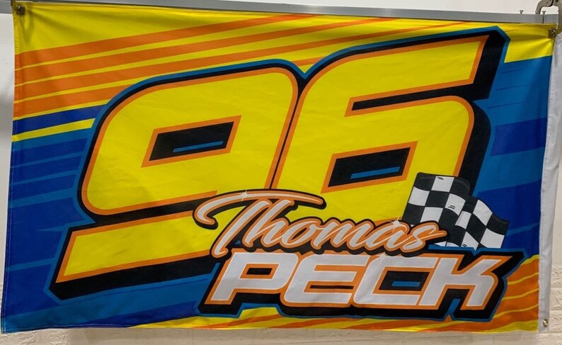 Custom Racing Flags CUSTOM RACING FLAGS - 3ft X 5ft - Two Sided - Pole and Hanging Bracket ...