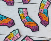California Patch, USA State Patch, American, Multi-Colored, Landscapes, Beach, Mountains, Iron-On Patch, Jacket Patch, Patch for Jacket, DIY