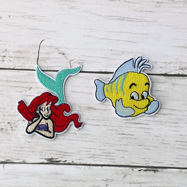 Ariel oder Flounder Patch, Little Mermaid Patch, Bügel patch, Disney Patch, Jacken Patch, Aufnäher für Jacke, DIY