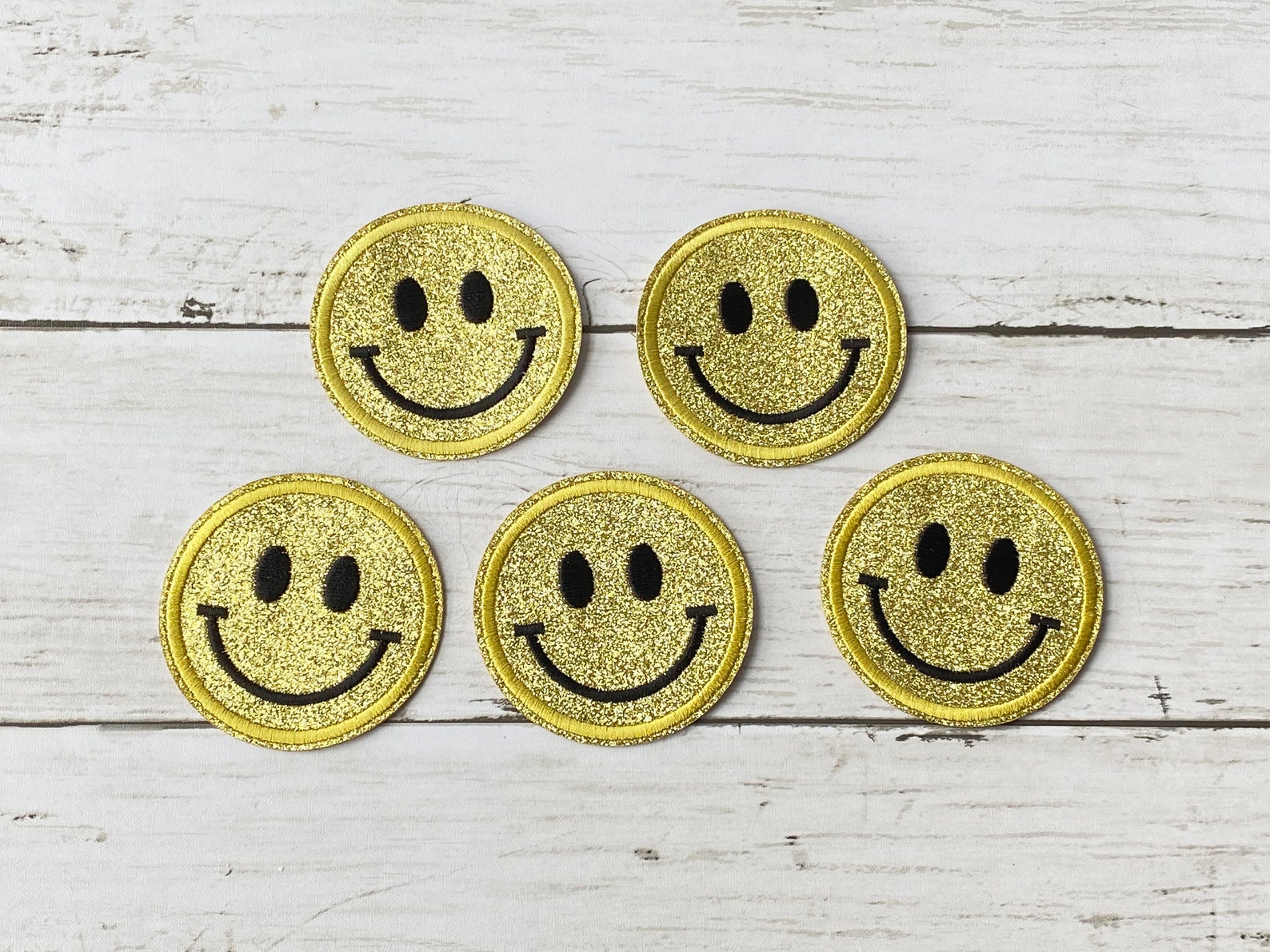 Glitter Smiley Face Patch Emoji Glittery Shimmer Pink Etsy UK