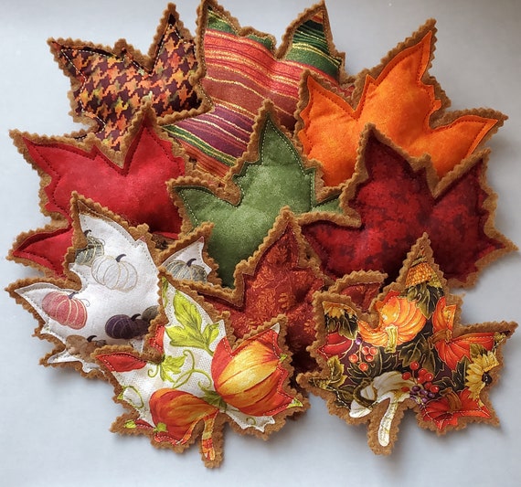 Fall Harvest Decor Thanksgiving decor Stuffed Leaves Maple Leaves Pumpkin garland Wool felt ball garland