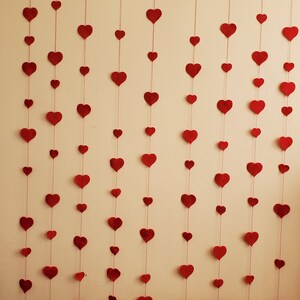 99 Red Hearts Felt Garland 35 Red Hearts Felt Garland Valentines Day Hanging String Garland  Wedding Decor Picture