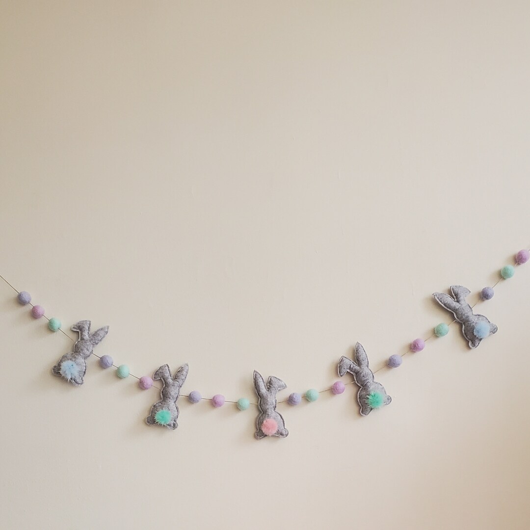 Easter Bunny Garland, Felt Bunny Garland With Balls, Easter Decor - Etsy