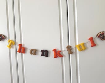 Thanksgiving garland  - Thankful Garland  - Turkey Garland - Fall Decor